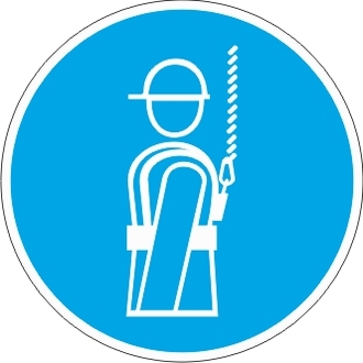 Знак «Работать в предохранительном (страховочном) поясе»
