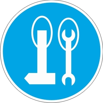Знак «Работать на высоте с привязанным ручным инструментом»